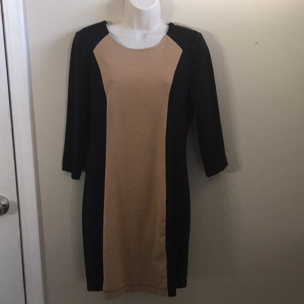 Marc New York Black and Tan midi Dress size Medium